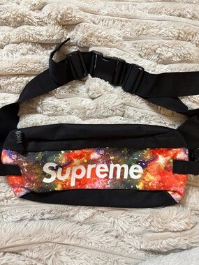 Supreme Black Waist Bag with Multicolor Galaxy Panel 13 1/2 L  by 6 1/2W